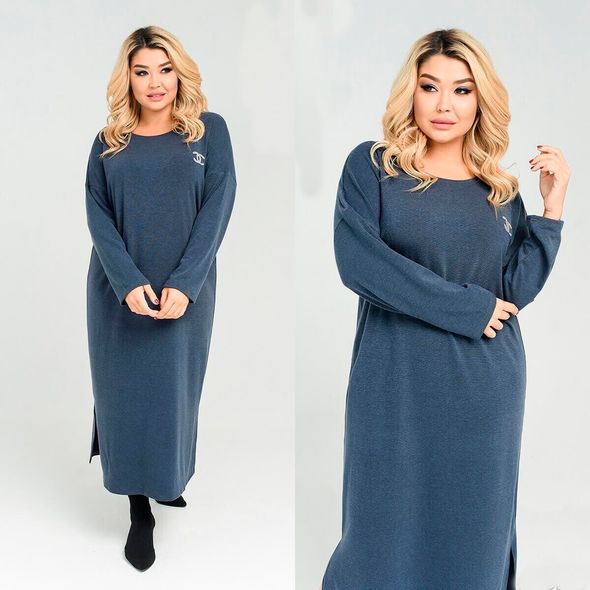 Довга сукня міді великого розміру сірий 734, Колір: Сірий, Розмір: 52-54, фото 