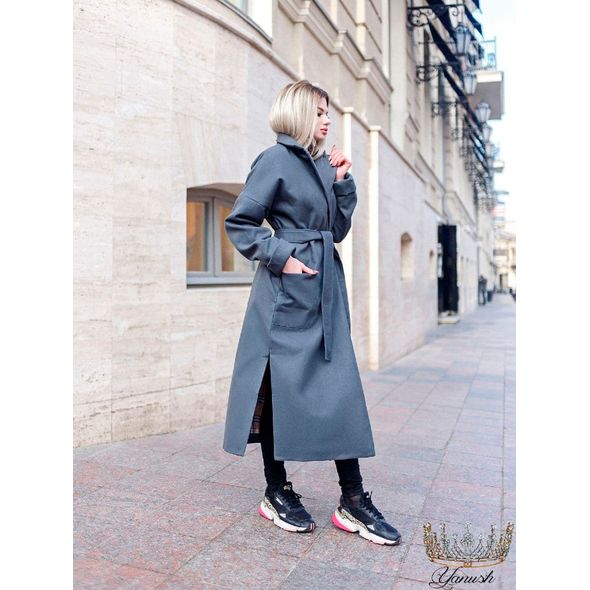 Жіноче кашемірове пальто графітове з підкладкою Зара, Колір: Графіт, Розмір: s-m, фото , зображення 3