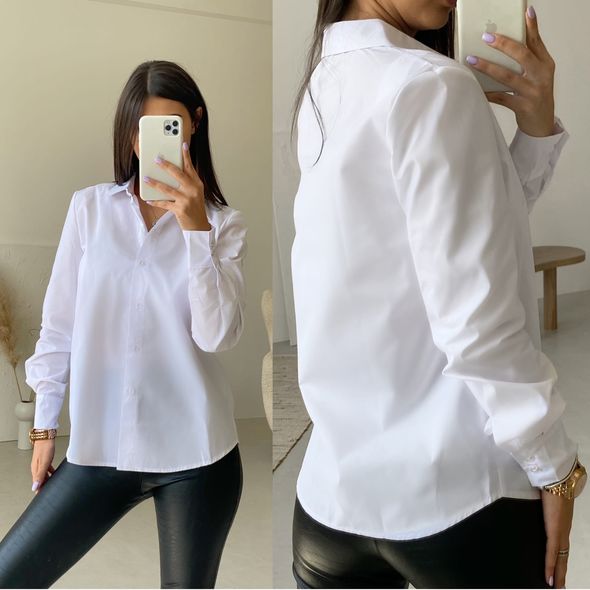 Жіноча біла сорочка без візерунків 394, Колір: Білий, Розмір: 46-48, фото 