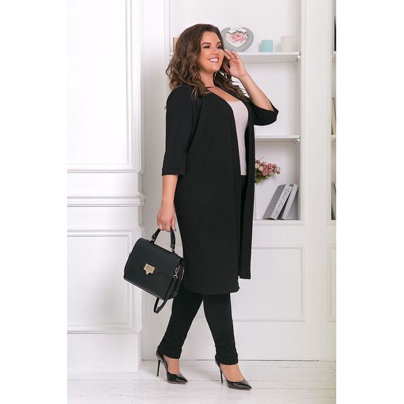 Жіночий брючний костюм двійка чорного кольору 500, Колір: Чорний, Розмір: 48-50, фото , зображення 2