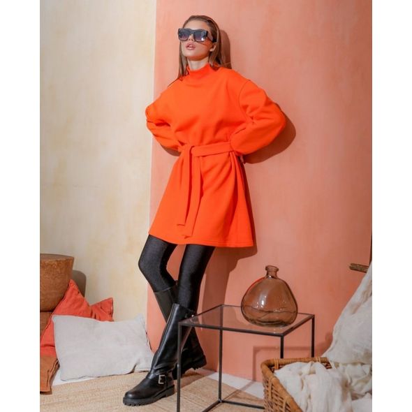 Плаття-туніка помаранчева з довгим рукавом 409, Колір: Помаранчевий, Розмір: 42-46, фото 