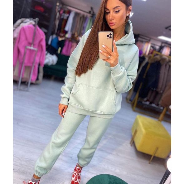 Жіночий спортивний костюм теплий ментол кофта і штани 1586, Колір: Ментол, Розмір: s-m, фото 