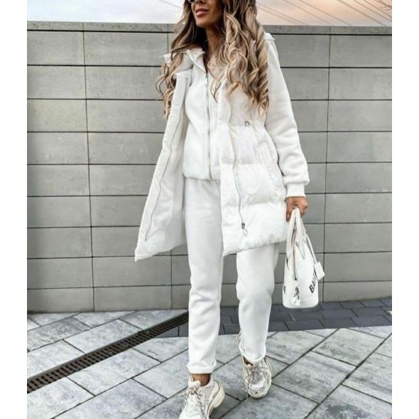 Женский теплый костюм тройка белый 540, Цвет: Белый, Размер: S-M (42-44 UKR), фото 