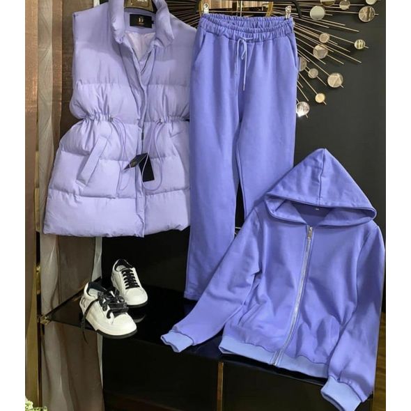 Жіночий теплий костюм трійка лаванда 540, Колір: Лаванда, Розмір: 46-48, фото 