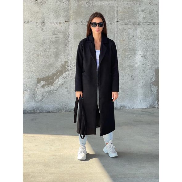 Кашемірове пальто жіноче чорне 0257, Колір: Чорний, Розмір: s-m, фото , зображення 3