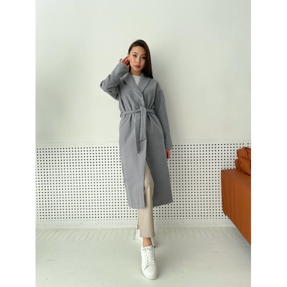 Жіноче пальто на запах колір сірий 0190, Колір: Сірий, Розмір: 48-52, фото , зображення 3