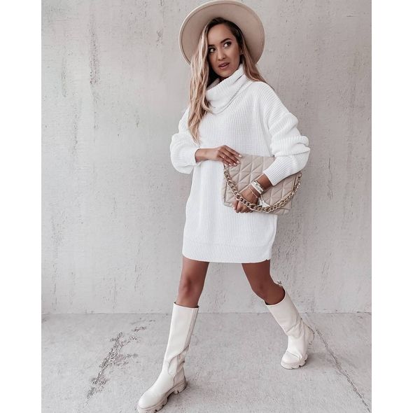 Женский свитер-туника цвет белый 0321, Цвет: Белый, Размер: 42-46 UKR (One size), фото 