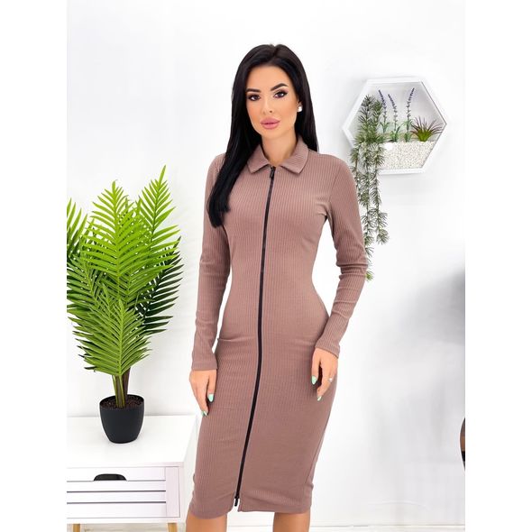 Плаття-облягає з коміром колір кави 711, Колір: Кавовий, Розмір: 46-48, фото , зображення 2