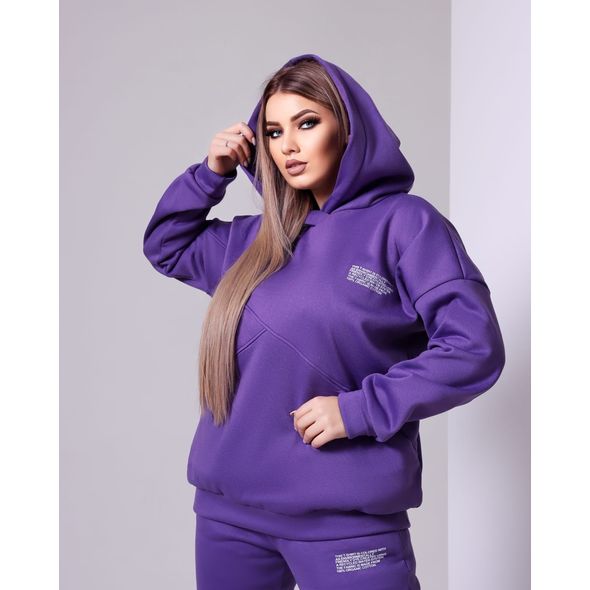 Женский спортивный костюм большого размера цвет фиолетовый 1049, Цвет: Фиолетовый, Размер: 48-50 UKR, фото , изображение 3