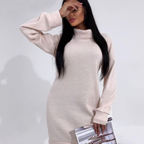 Плаття-Туніка з ангори колір пудра 1592, Колір: Пудра, Розмір: s-m, фото 