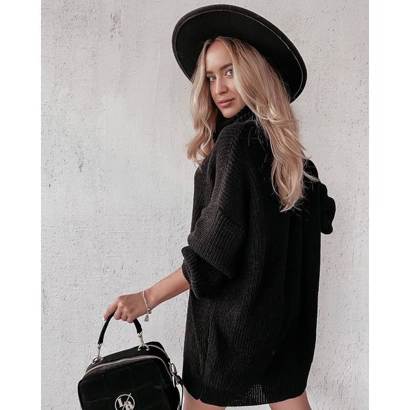 Женский свитер-туника цвет черный 0321, Цвет: Черный, Размер: 42-46 UKR (One size), фото 