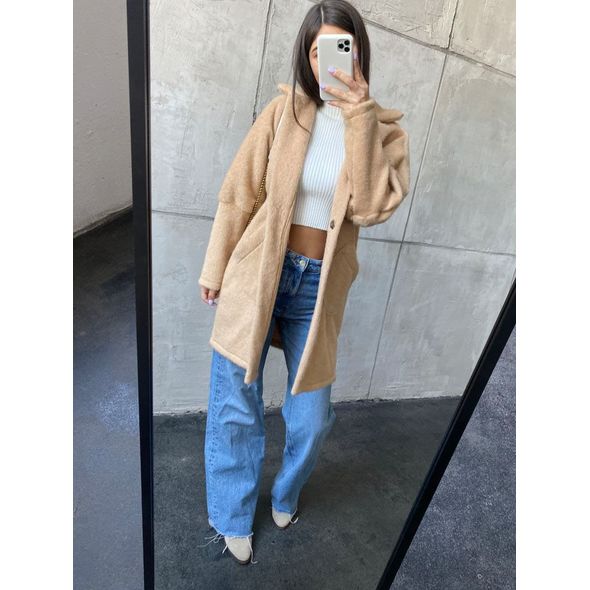 Жіночий модний кардиган з альпака бежевий 30234, Колір: Бежевий, Розмір: 42-48, фото 