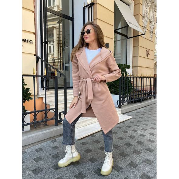 Женский кардиган модный с капюшоном цвет мокко 241, Цвет: Мокко, Размер: 42-46 UKR (One size), фото , изображение 4