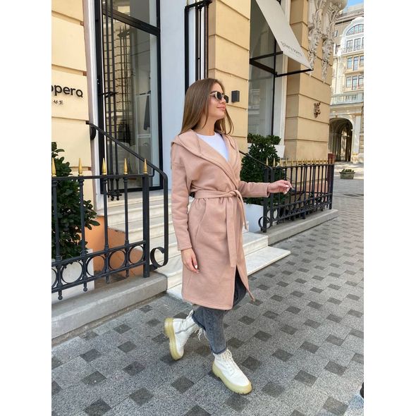 Женский кардиган модный с капюшоном цвет мокко 241, Цвет: Мокко, Размер: 42-46 UKR (One size), фото , изображение 3