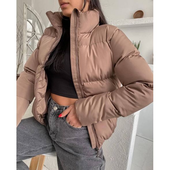 Жіноча зимова куртка коротка мокко кольору 244, Колір: Мокко, Розмір: L, фото 