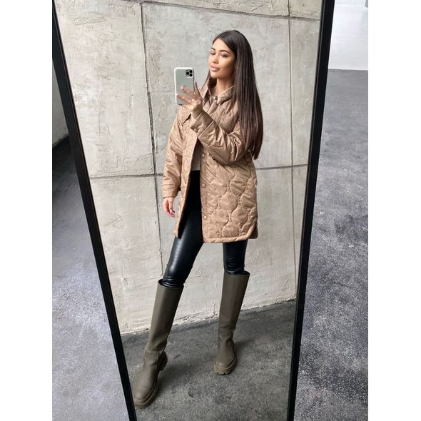 Женская куртка-рубашка бежевая 30173, Цвет: Бежевый, Размер: S-M (42-44 UKR), фото , изображение 4