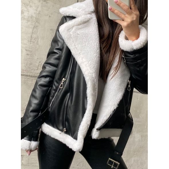 Дублянка жіноча чорно-біла з еко-хутро всередині 30134, Колір: Чорно-білий, Розмір: s-m, фото , зображення 5