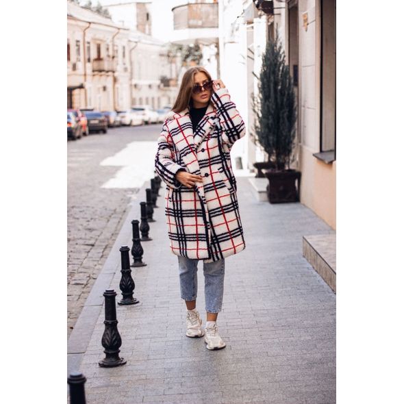 Женская шубка эко-мех овчина,  подкладка на синтепоне цвет молочный 30250, Цвет: Молочный, Размер: S-M (42-44 UKR), фото 