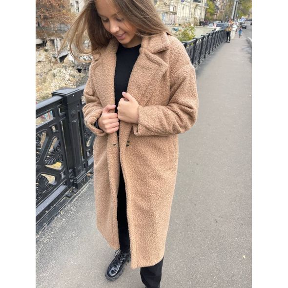 Жіноча тепла шубка з підкладкою синтепон 100 бежевого кольору 30246, Колір: Бежевий, Розмір: 42-46, фото 