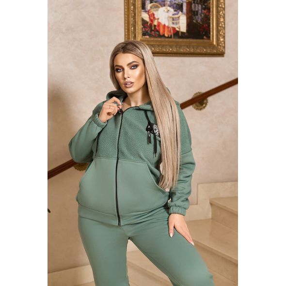 Жіночий спортивний костюм великого розміру оливка 1054, Колір: Оливковий, Розмір: 48-50, фото , зображення 2