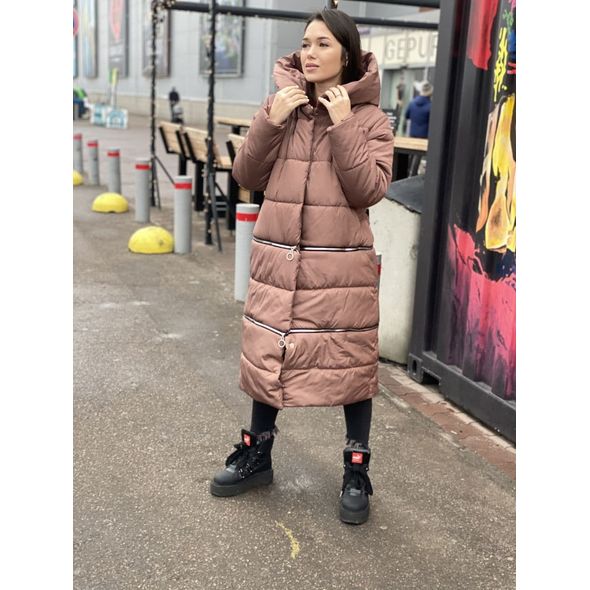 Женское пальто трансформер три длины в одной цвет хаки 30132, Колір: Мокко, Розмір: S, фото , зображення 2