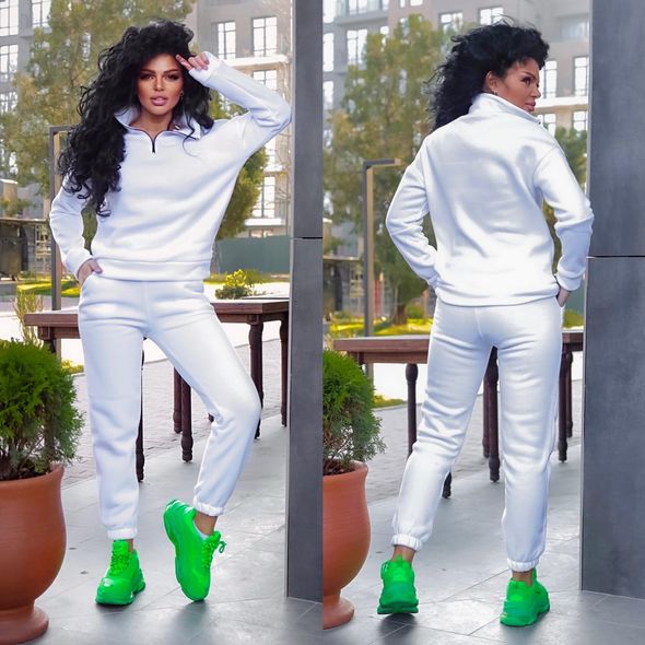 Жіночий спортивний костюм тринити на флісі білий 411, Колір: Білий, Розмір: s-m, фото 