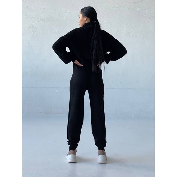 Жіночий в'язаний спортивний костюм чорний 0336, Колір: Чорний, Розмір: 42-46, фото , зображення 2