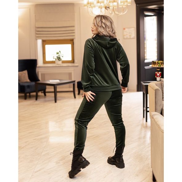 Жіночий спортивний велюровий костюм великого розміру колір зелений 1059, Колір: Зелений, Розмір: 48-50, фото , зображення 3