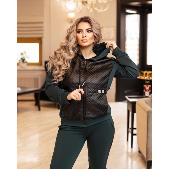 Женский прогулочный костюм спортивный бутылка 1056, Цвет: Бутылка, Размер: 48-50 UKR, фото , изображение 3