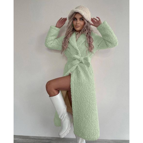 Жіноча довга шуба зі штучного хутра на підкладці, що утеплює колір оливка 0325, Колір: Оливковий, Розмір: s-m, фото 