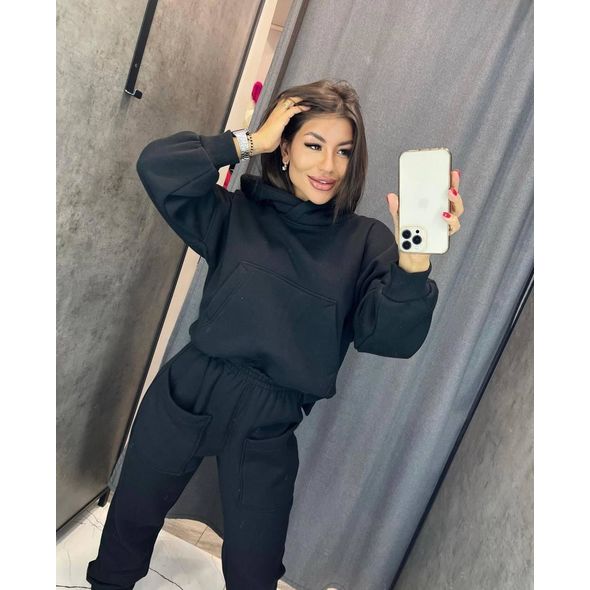 Жіночий спортивний костюм на флісі чорний 252, Колір: Чорний, Розмір: s-m, фото 