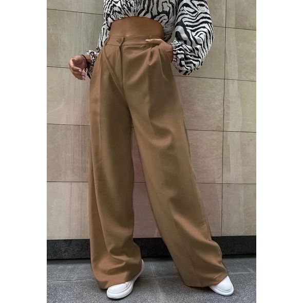 Штани жіночі бежеві широкі 3208, Колір: Бежевий, Розмір: s-m, фото 