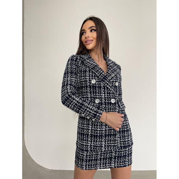 Жіночий твідовий костюм у стилі Коко Шанель колір чорний 7250, Колір: Чорний, Розмір: s-m, фото 