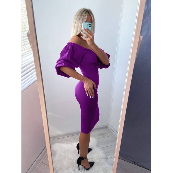 Сукня жіноча до колін з декольте колір фуксія 7164, Колір: Фуксія, Розмір: S, фото 