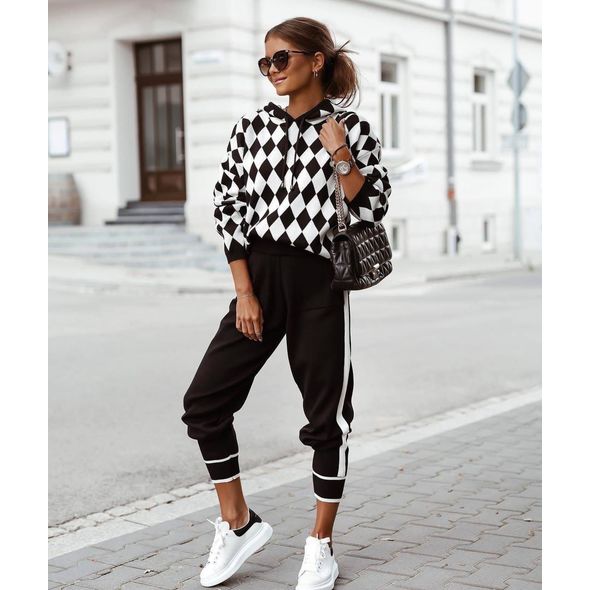 Женский вязаный спортивный костюм черный 0342, Цвет: Черный, Размер: 42-46 UKR (One size), фото 