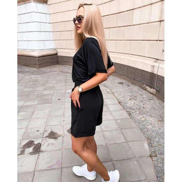 Жіночий костюм шорти та футболки колір чорний 10158, Колір: Чорний, Розмір: L, фото , зображення 4