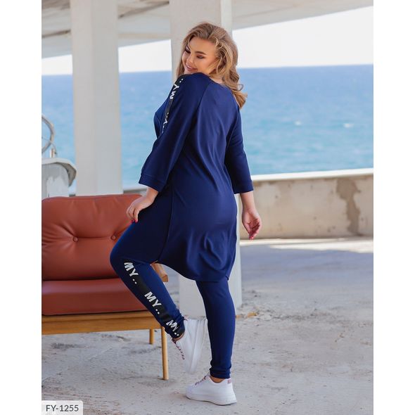 Женский спортивный костюм большого размера синий 05506/1-1255, Цвет: Темно-синий, Размер: 48-52 UKR (One size), фото , изображение 2