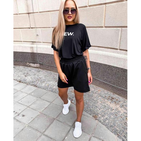 Жіночий костюм шорти та футболки колір чорний 10158, Колір: Чорний, Розмір: L, фото , зображення 3