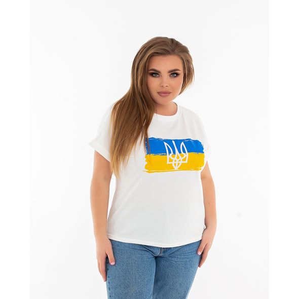 Жіноча футболка біла з принтом 6004, Колір: Білий, Розмір: 42-46, фото 