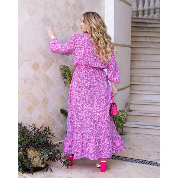 Женское длинное платье большого размера цвет розовый 1252, Цвет: Розовый, Размер: 50-52 UKR, фото , изображение 3