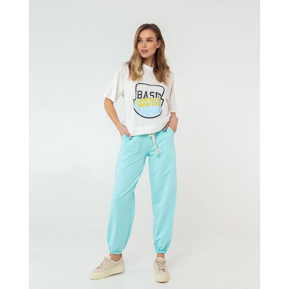 Женский спортивный костюм штаны и футболка голубой 565, Цвет: Голубой, Размер: S-M (42-44 UKR), фото 