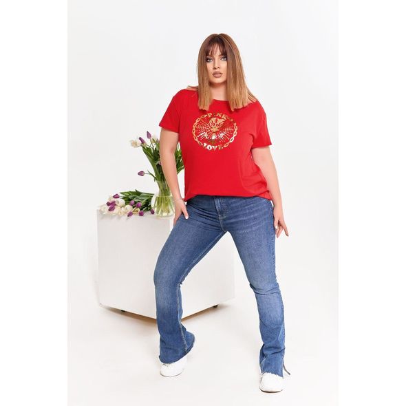 Футболка жіноча батал червона 2009, Колір: Червоний, Розмір: 48-54, фото , зображення 2