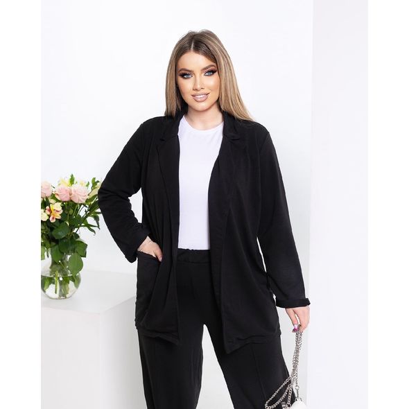Жіночий діловий костюм піджак і штани прямі колір чорний 1070, Колір: Чорний, Розмір: s-m, фото 