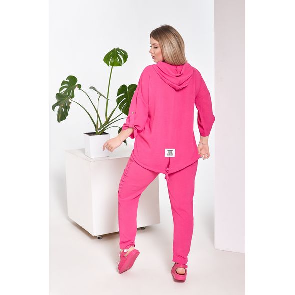 Женский костюм прогулочный большого размера цвет малиновый 1070, Цвет: Малиновый, Размер: 52-54 UKR, фото , изображение 2