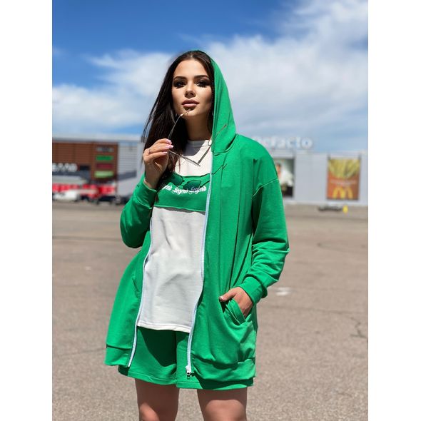 Женский спортивный костюм тройка зеленый 1071, Колір: Зелений, Розмір: s-m, фото , зображення 2