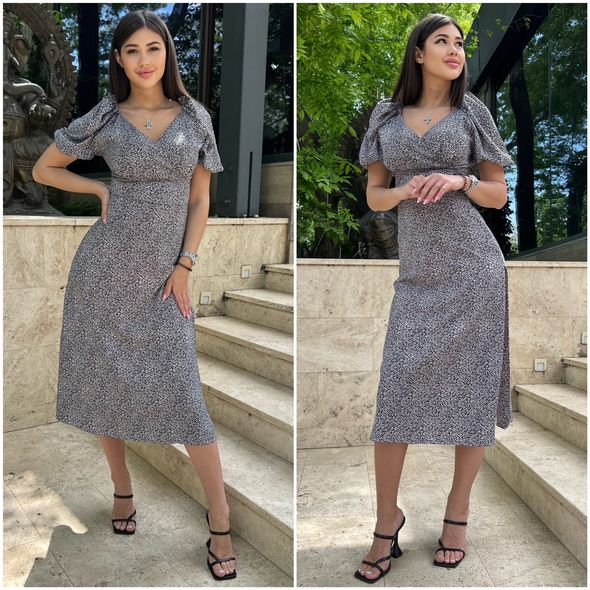 Платье миди с коротким рукавом цвет черный 437, Цвет: Черный, Размер: S-M (42-44 UKR), фото 