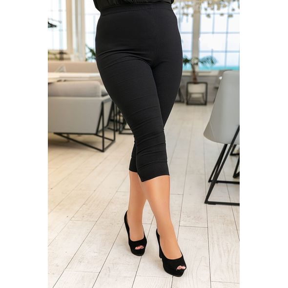 Женские капри большого размера цвет черный 468, Цвет: Черный, Размер: 48-50 UKR, фото 