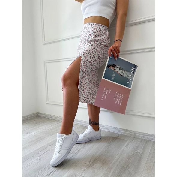 Стильна спідниця з розрізом по лінії стегна біла 149, Колір: Білий, Розмір: s-m, фото , зображення 4