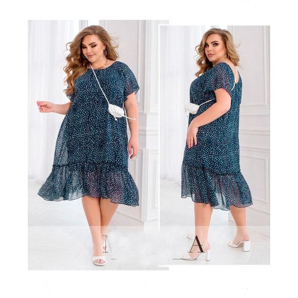 Красива шифонова сукня великого розміру з підкладкою 1161-2, Розмір: 50-52, фото 