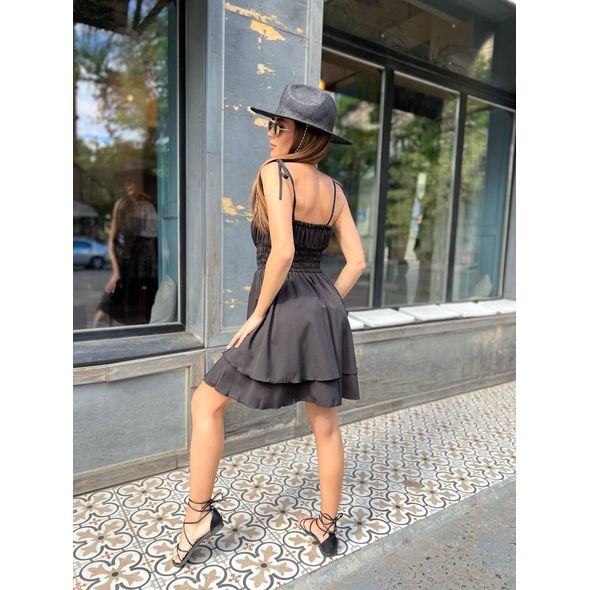 Красивый сарафан на тонких бретельках черный 237, Цвет: Черный, Размер: S (42 UKR), фото , изображение 3